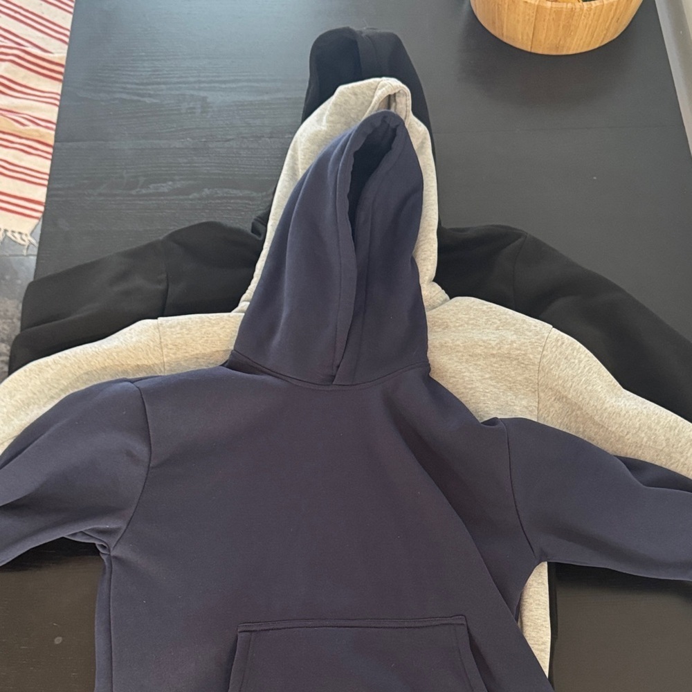Classic Men's Hoodie Sweater in Navy, Gray, and Black size Medium